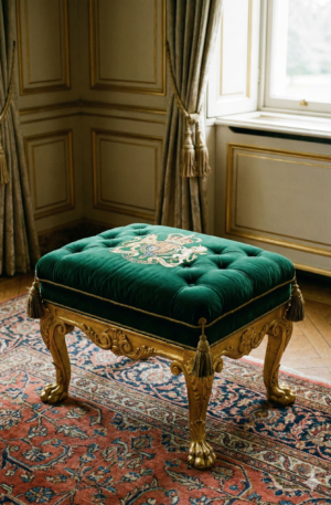 Velvet & Gold Footstool